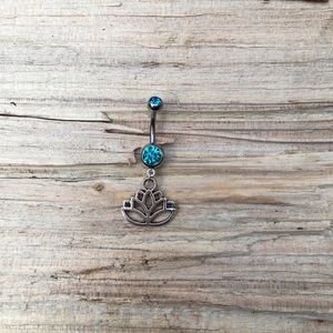 Lotus Double Gem Belly‎ Button Ring